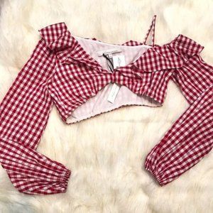 NWT Lovers + Friends Red Gingham Crop Top XS